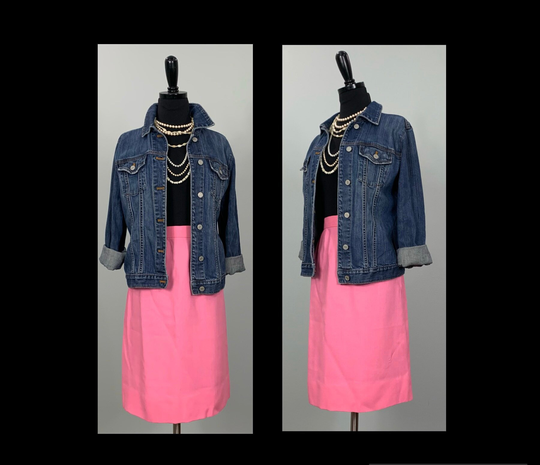 1970S Solid Bubble Gum Pink Short Skirt - Size 2/4 70S Pencil 80S Fitted Work Mod Preppy Summer