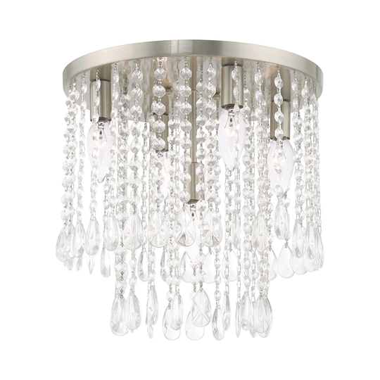 Livex Lighting Elizabeth 5-Light Brushed Nickel Ceiling Mount - 13.75"Dia. x 13.75"H