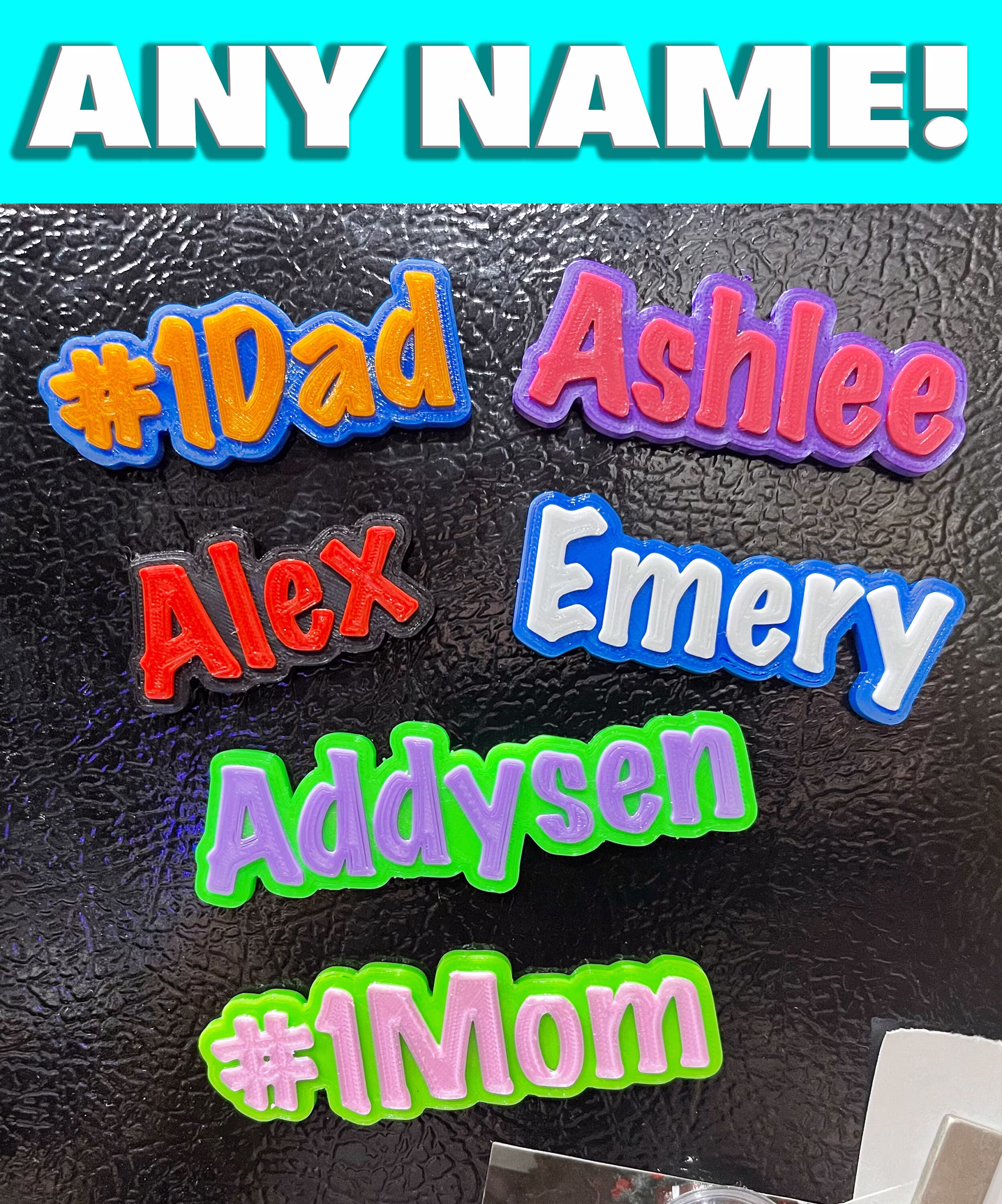 Personalized Two Color Magnet | Unique 3D Printed Custom Name Party Bag Fillers Small Gifts