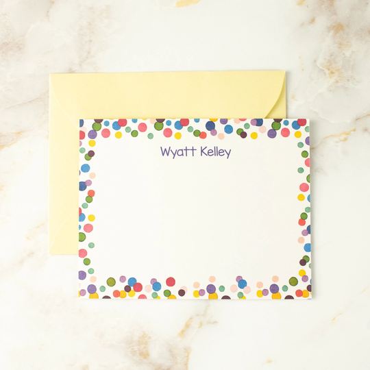 Colorful Dots Note Cards | Rainbow Thank You Teacher Gift Little Girl Personalized Custom