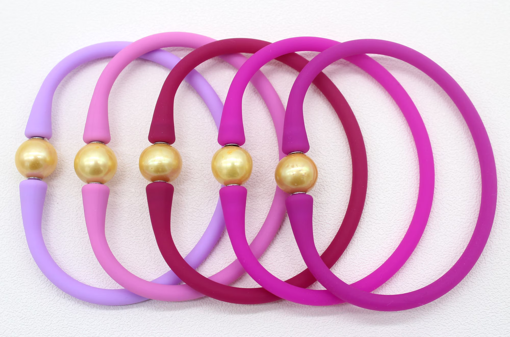 2Pcs 18 Colors Silicone Rubber Stretch Bracelet, Bracelet With White Pearls, Minimalist Bracelet, Matching Bracelet-W006