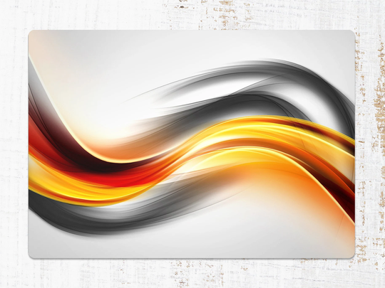 Luminous Abstract Wave Chair Mat, Gray Vinyl Floor Orange Protective Lines Splat Pvc Flooring, Comfort Mat