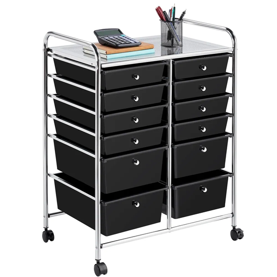 Yaheetech 12-Drawer Storage Cart Organizer with Lockable Wheels