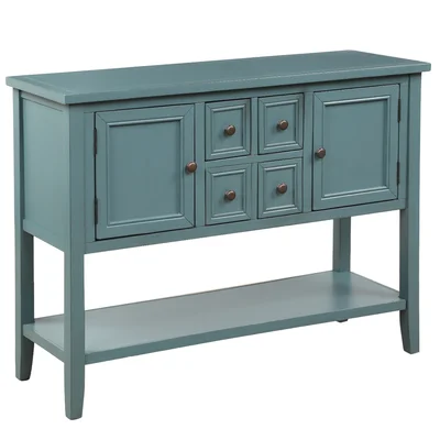 Retro Style Buffet Sideboard Wood Console Table With Bottom Shelf For Living Room, Kitchen