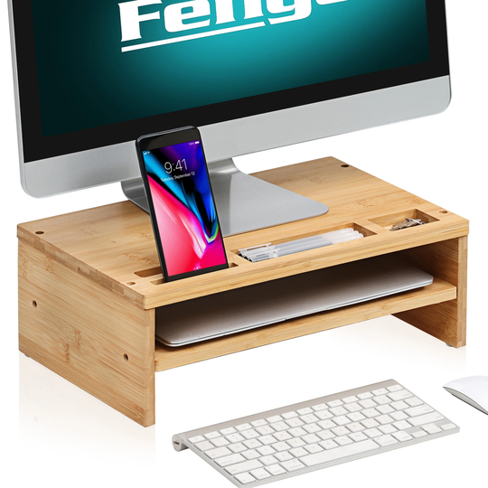 Clihome 2 Tiers Computer Monitor Riser with Storage Organizer