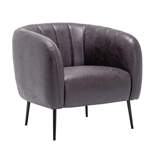 Silver Orchid Burbridge Velvet and Leather Channel Accent Chair