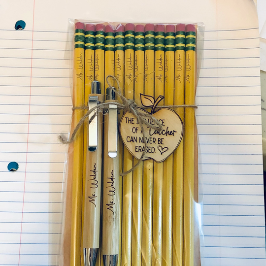 Custom Engraved Pencils & Pens With Names For Teacher Gifts, Back To School