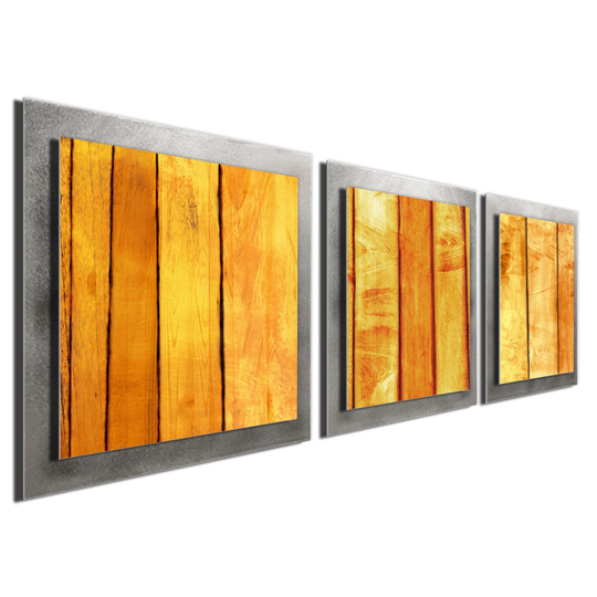Autumn Colors Art "Autumn Essence' - 38x12 In. Fall Art, Metal Artwork in Warm Tones Contemporary/Traditional Hybrid