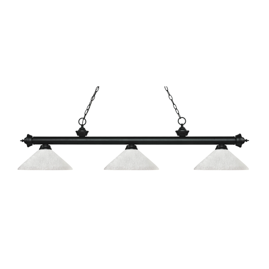 Avery Home Lighting Riviera Matte Black 3-light Island/Billiard Angle White Linen-finished Light - Matte Black