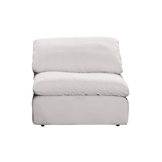 Linen Upholstered Modular Armless Chair in Ivory Finish
