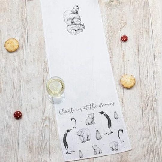 Personalised Christmas Table Runner - Decor Festive Tableware Gift For Home Dining Cotton