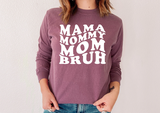 Mama Mommy Mom Bruh Comfort Colors Long Sleeve Tee - Wife Shirt Motherhood Tees Shirts For Women's