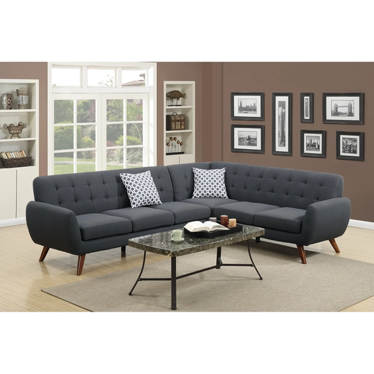 2 Piece Sectional Sofa in Ash Black