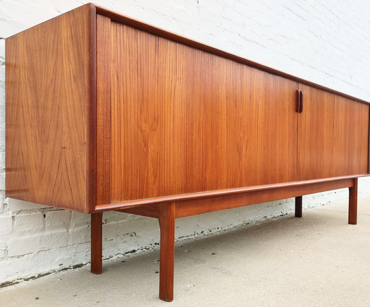 Mid Century Danish Modern Teak Tambour Door Sideboard Style Of Arne Vodder