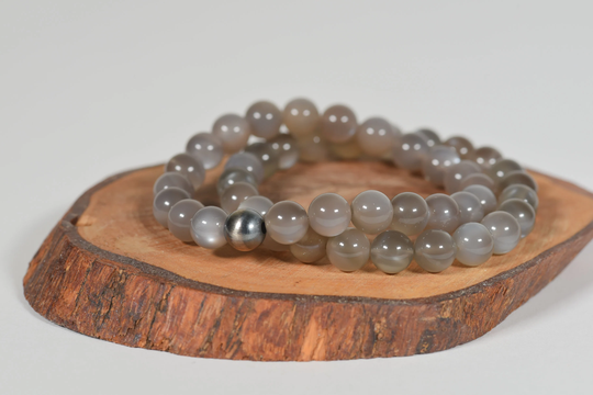Aaa Gray Moonstone Bracelet, 8mm Natural Stacking Healing Gemstone Jewelry