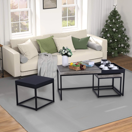 Sophia & William 3-piece Nesting Space-saving Coffee Table Set, Includes Coffee Table and 2 End Tables