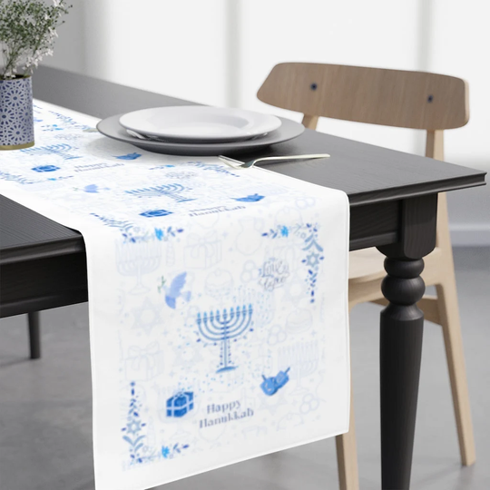Hanukkah Table Runner 90", Decor, Jewish Decorations, Gift, Deco, Tablecloth, Holiday Chanukah Decor