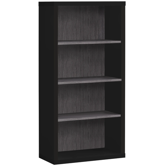 47.5" Black Gray Contemporary Rectangular Adjustable Shelves Bookcase