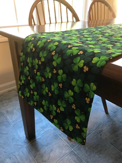 Cheerful Green Shamrock Table Runner Sold in Several Sizes