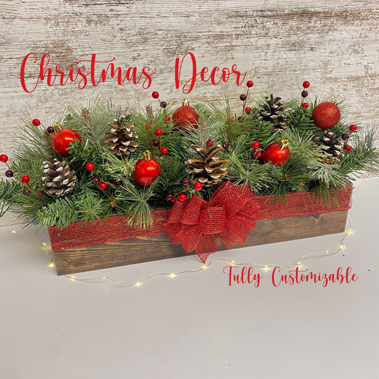 Winter Centerpiece | Red Table Decor Christmas Arrangement Decoration Mantle Kitchen Holiday Floral Gifts Home