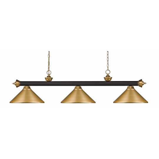 Avery Home Lighting Riviera Bronze & Satin Gold Satin Gold 3 Light Billiard Light - Bronze + Satin Gold