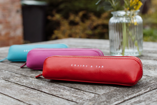 G&t Full-Grain Leather Pencil Case, Pen Make-Up Stationary Cosmetics Multi-Utility Pouch
