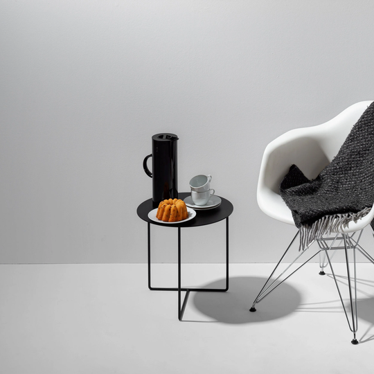Side Table in Black Metal Usable As Coffee Table & Nightstand
