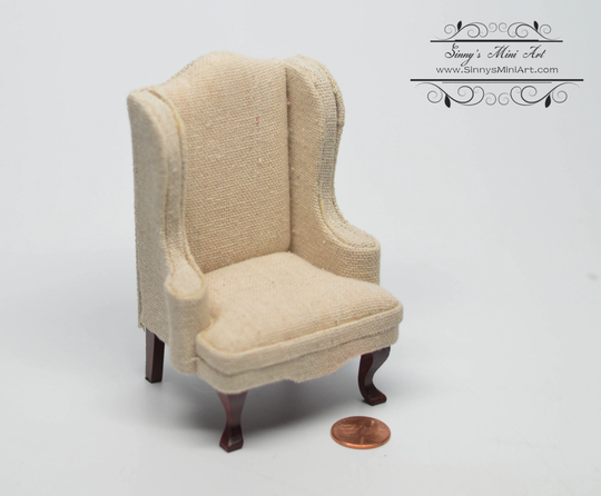 112 Dollhouse Miniature Chair Mahogany W Whi.fab Az Cl10807