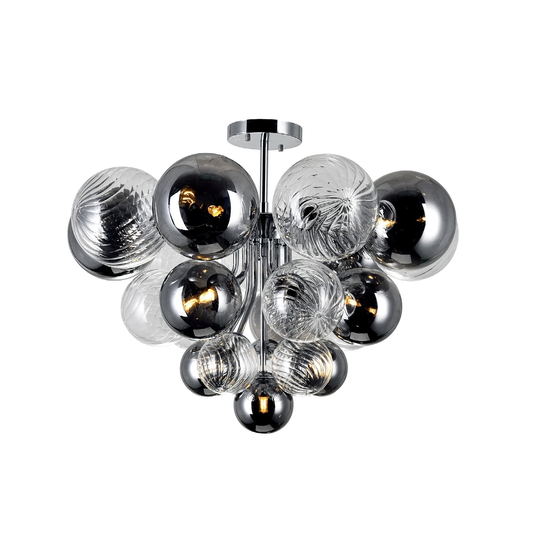 10 Light Flush Mount with Chrome Finish