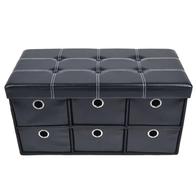 Is-Haaq 30" Wide Faux Leather Tufted Rectangle Storage Ottoman