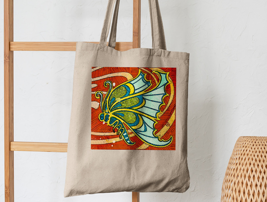 Butterfly Tote Bag, Art, Canvas Tote, Project Gift For Her, Gift, Butterflies Reusable Grocery Bag