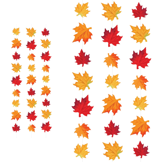 Set of 48 Vibrant Deluxe Autumn Leaves Stringers, 14"