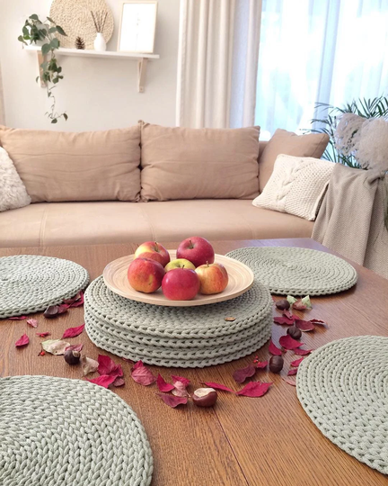 Crochet Round Placemats, Natural Table Mats, Decorating Pads, Many Colors & Sizes, Cotton Thanksgiving Decoration