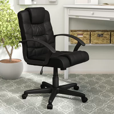 Carlota Mid-Back LeatherSoft Ripple &Accent Stitch Upholstered Swivel Office Chair