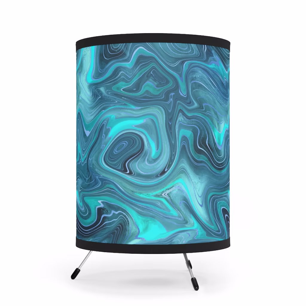 Turquoise Lamp - Geode Abstract Blue Eclectic Marble Table