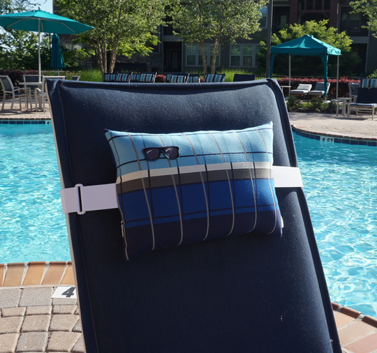 Lounge Chair Cushion, With Adjustable Elastic Strap - Modern Navy & Grey