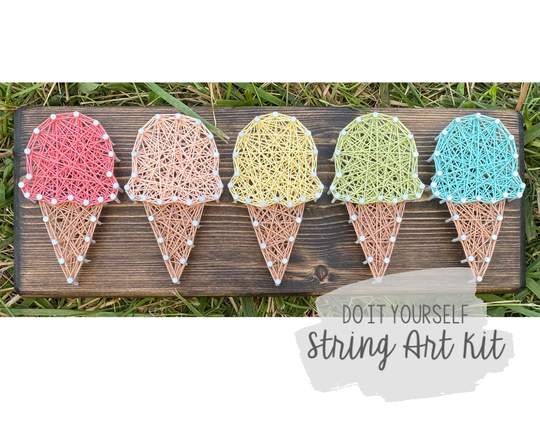 Diy Rainbow Ice Cream Cones String Art Kit