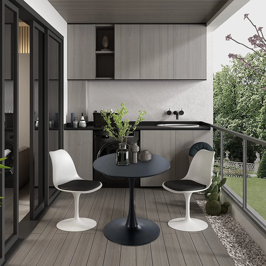 Tulip Dining Table with Round MDF Top and Iron Base