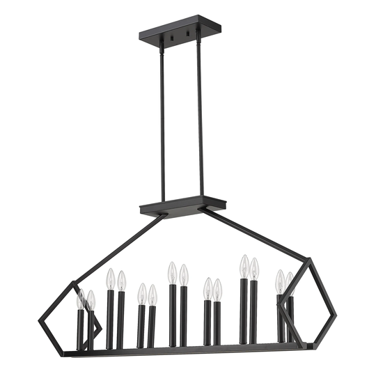 Luca 14-light Matte Black Island Pendant
