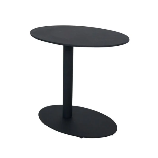 Metal Outdoor Side Table With Oval Top and Base - 18 H x 15 W x 20 L Inches
