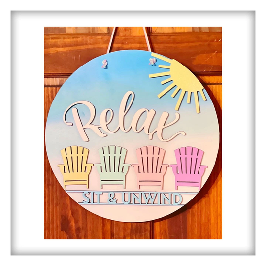 Summer Doorhanger, Beach Chairs Doorhanger, Relax & Unwind Door Hanger, Summer Decoration, Decor, Doorhangers