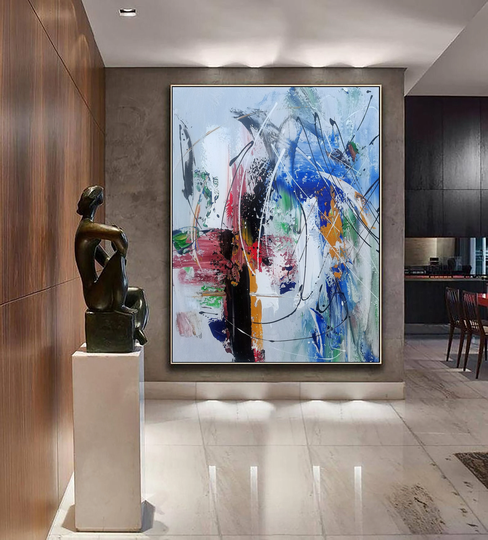 Colorful Minimalist Wall Art Warm Color Modern Extra Large Texture Abstract Oversize Oil Painting Canvas Artwork