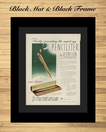 Ronson Penciliter Print Advertisement - Tobacciana Memorabilia Office Decor Pencil Advert Christmas Present Idea
