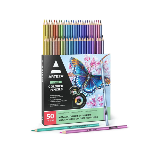 Metallic Colored Pencils | Set Of 50 Triangular Grip