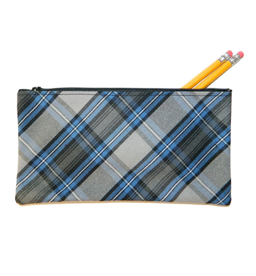 Navy & Gray Plaid Pencil Case - School Uniform Accessories, Lunch Box, Bag, 47, Plaid, 47