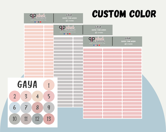 Custom Color Super Thin Washi Tape, Minimalist Collection, Gaya Scheme, Functional Stickers, Plush Planning