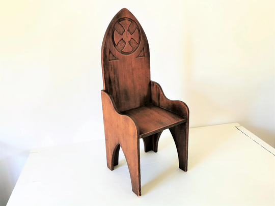 Vintage French Small Chair, Wood Doll Gothic Chair
