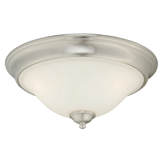 Belleville 15.5-in W Satin Nickel Flush Mount Ceiling Light Fixture White Glass - 15.5-in W x 6.5-in H x 15.5-in D
