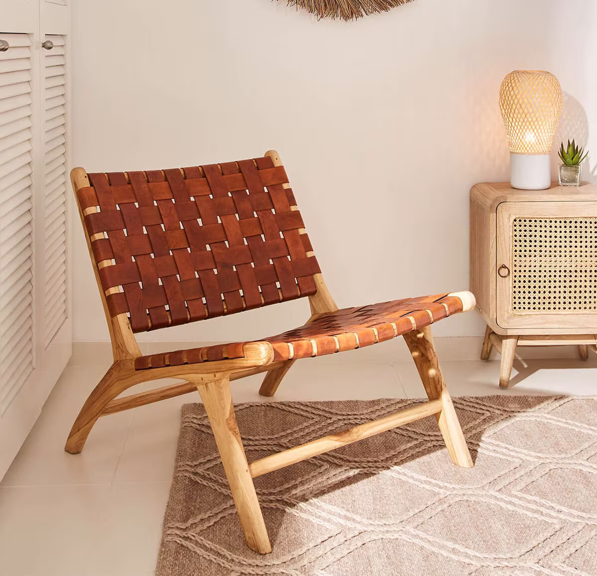 Chair in Wood & Braided Leather From Morocco 30%off, Armchair Leather, Bench Moroccan