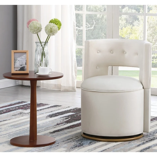Swivel Accent Chair Curved Chair with Storage, Velvet